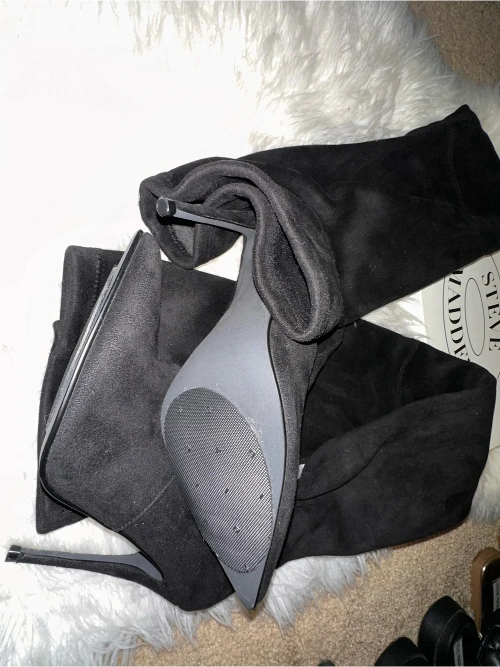 Steve Madden Black Over-the thigh Pointed-Toe Stiletto Boots